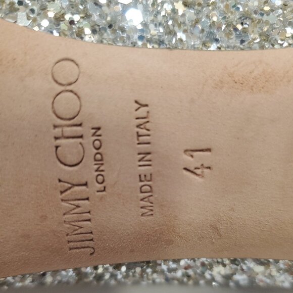 Jimmy Choo Romy Stilletto 85/100mm Champagne Glitter Pointed-Toe Pump - Picture 13 of 16